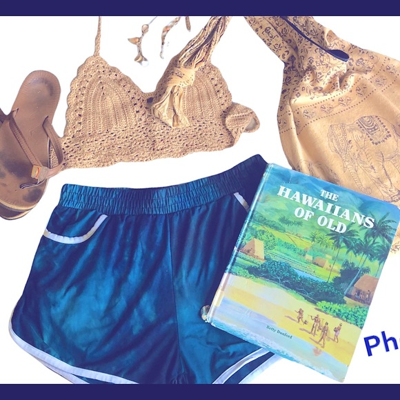 island find 🤷♀️😂🤷♀️ Pants - Y2K style Blue 💎 Navy Galaxy Tie Dye Retro Shorts Med Women Teen SOFT M